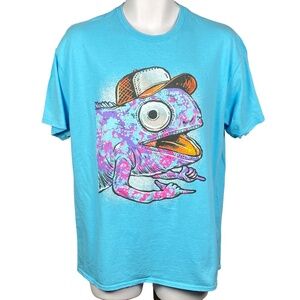 Iguana Chameleon Hang Ten Graphic T Shirt Size L